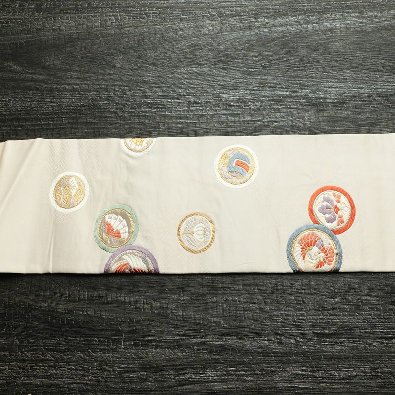 名古屋帯 太鼓柄 正絹 古典柄 名古屋仕立て なごや帯 リサイクル帯 帯 引箔 蝶 ピンク_画像15