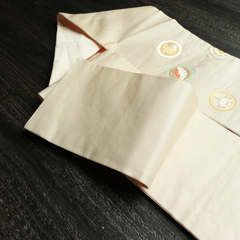 名古屋帯 太鼓柄 正絹 古典柄 名古屋仕立て なごや帯 リサイクル帯 帯 引箔 蝶 ピンク_画像21