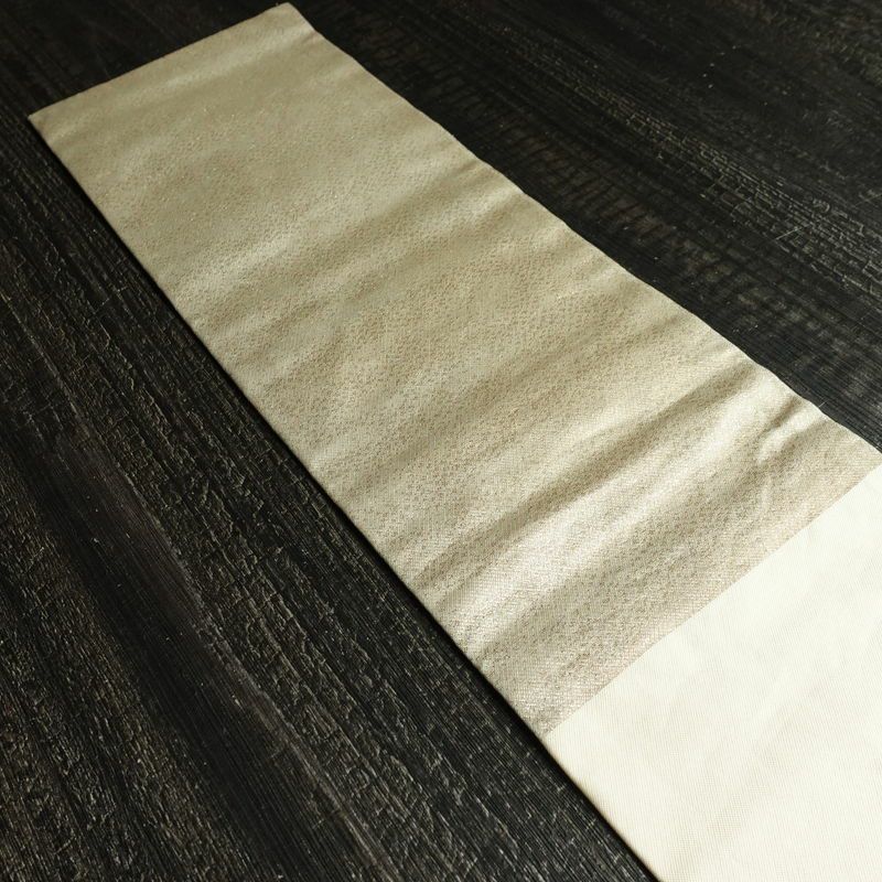 名古屋帯 太鼓柄 相良刺繍 正絹 花柄 名古屋仕立て なごや帯 リサイクル帯 帯 刺繍 クリーム_画像17