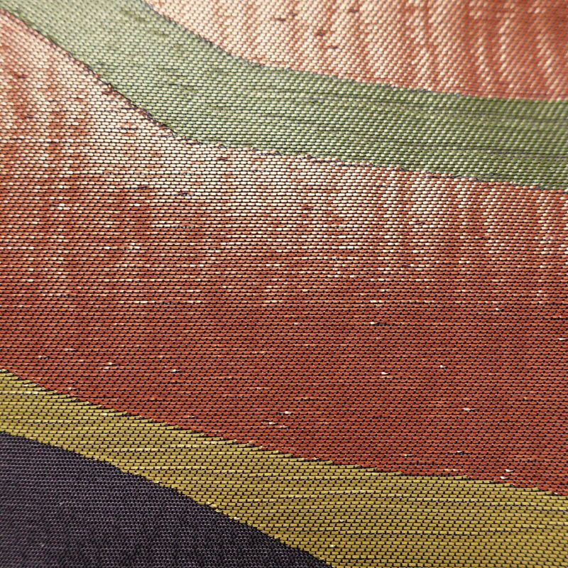 名古屋帯 六通柄 良品 正絹 幾何学柄・抽象柄 名古屋仕立て なごや帯 リサイクル帯 帯 紫・藤色_画像4