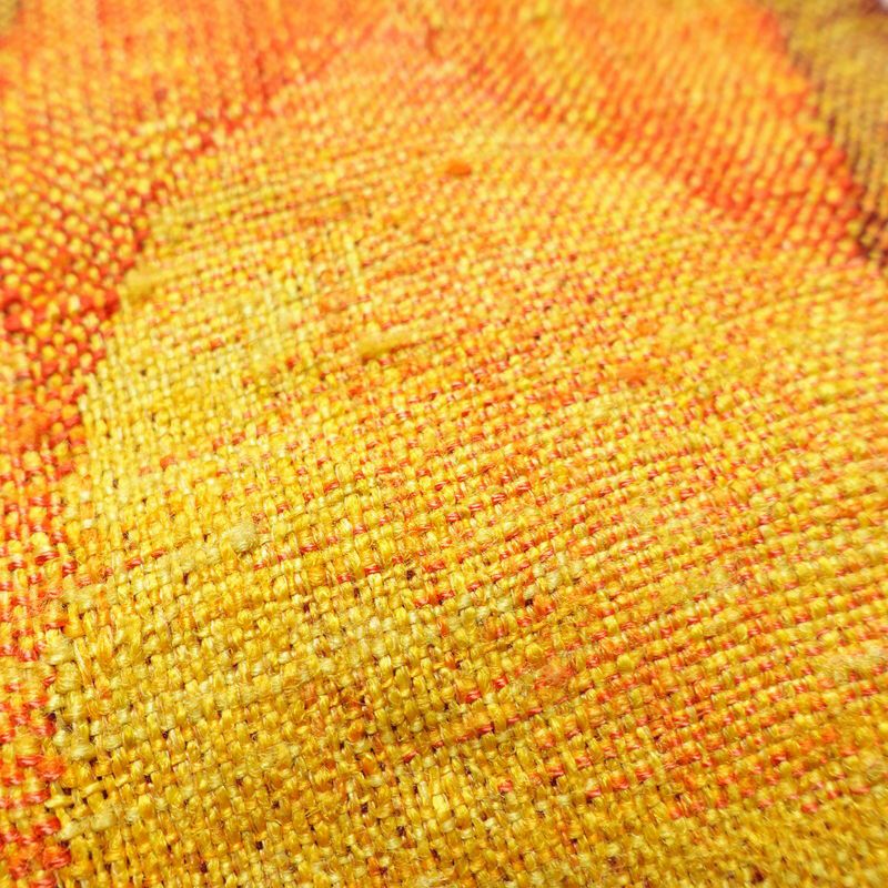 名古屋帯 太鼓柄 良品 正絹 花柄 名古屋仕立て なごや帯 リサイクル帯 帯 紬地 黄・黄土色_画像5