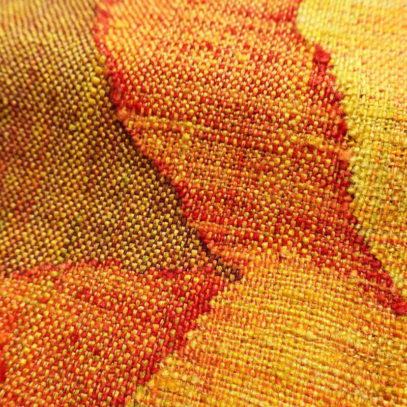 名古屋帯 太鼓柄 良品 正絹 花柄 名古屋仕立て なごや帯 リサイクル帯 帯 紬地 黄・黄土色_画像7