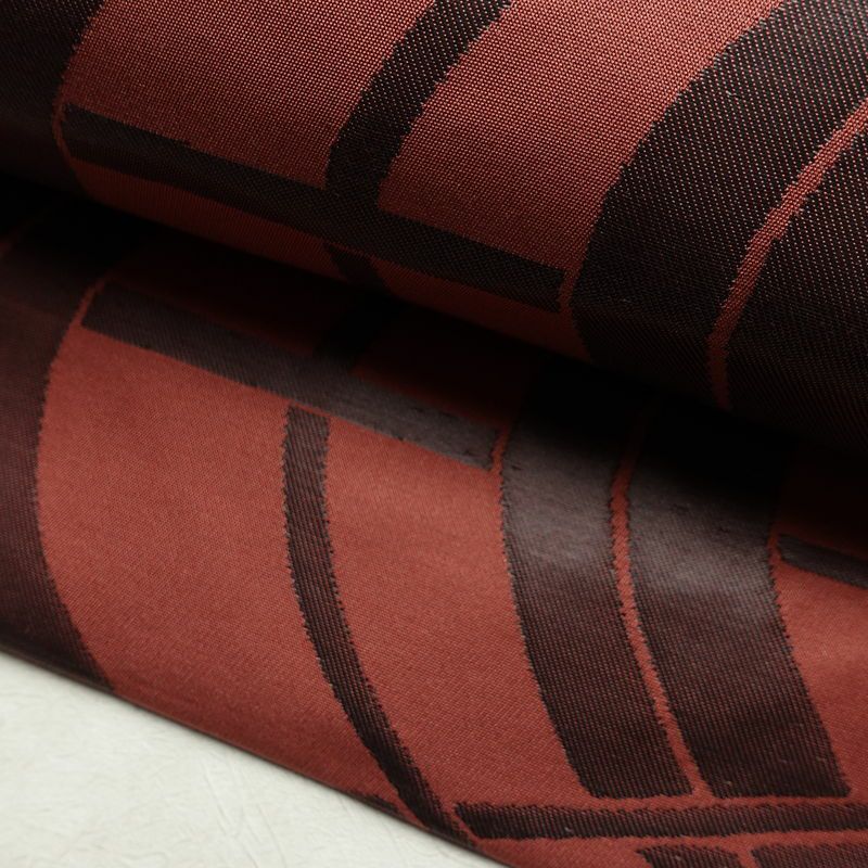 名古屋帯 六通柄 良品 正絹 古典柄 名古屋仕立て なごや帯 リサイクル帯 帯 モダン 小豆・エンジ_画像7