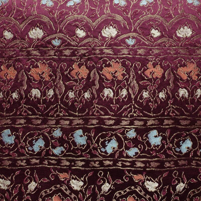 名古屋帯 六通柄 正絹 花柄 通し仕立て なごや帯 リサイクル帯 帯 金糸 紫・藤色_画像2