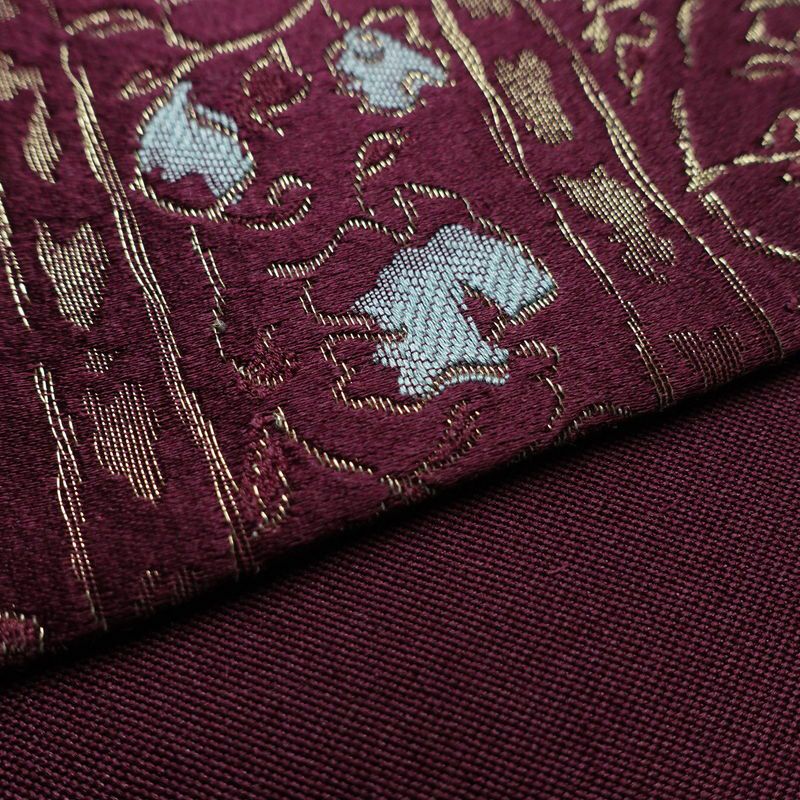 名古屋帯 六通柄 正絹 花柄 通し仕立て なごや帯 リサイクル帯 帯 金糸 紫・藤色_画像12