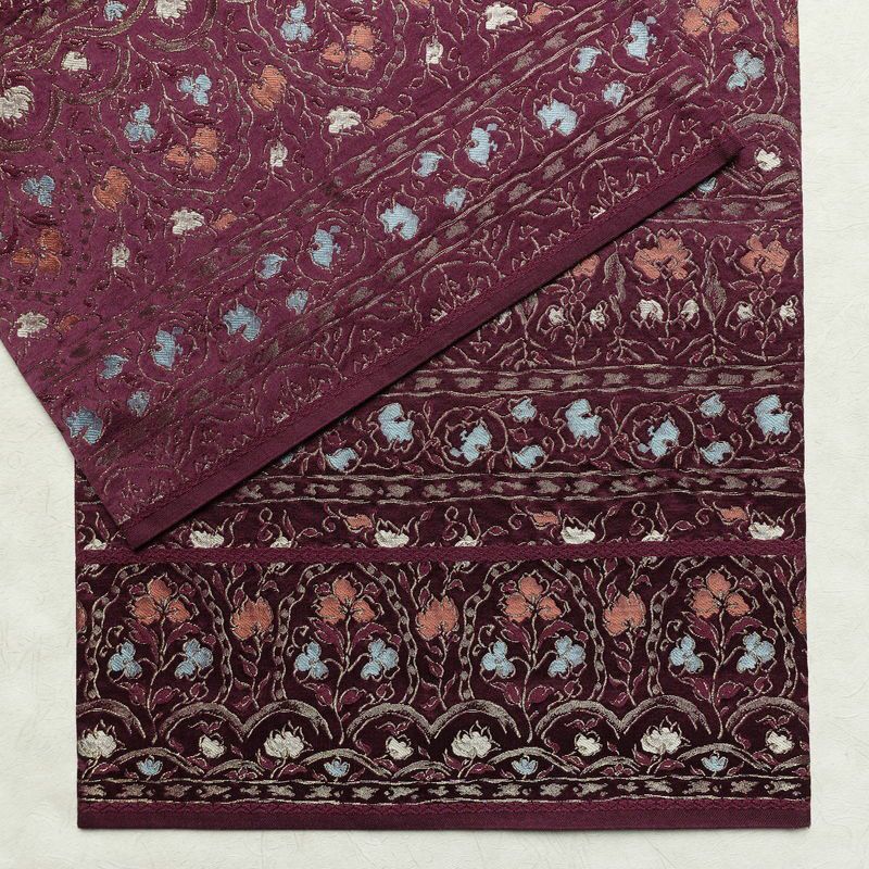 名古屋帯 六通柄 正絹 花柄 通し仕立て なごや帯 リサイクル帯 帯 金糸 紫・藤色_画像13