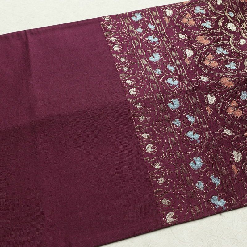 名古屋帯 六通柄 正絹 花柄 通し仕立て なごや帯 リサイクル帯 帯 金糸 紫・藤色_画像16