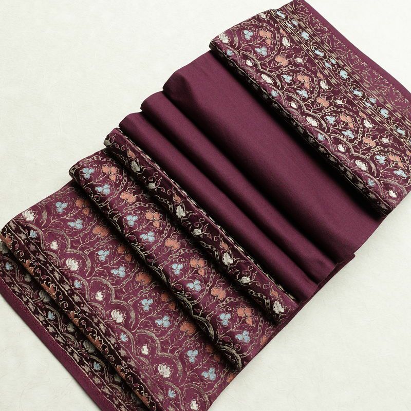 名古屋帯 六通柄 正絹 花柄 通し仕立て なごや帯 リサイクル帯 帯 金糸 紫・藤色_画像20