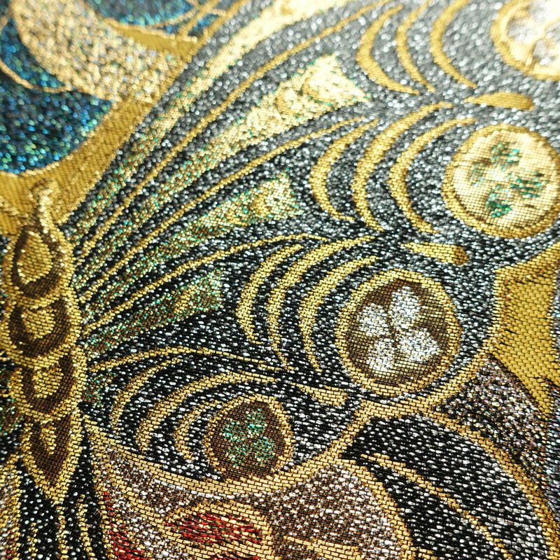 袋帯 六通柄 良品 振袖用 正絹 蝶・昆虫柄 リサイクル帯 帯 箔 成人式 二十歳 二十歳の集い パーティー 華やか 黒_画像5