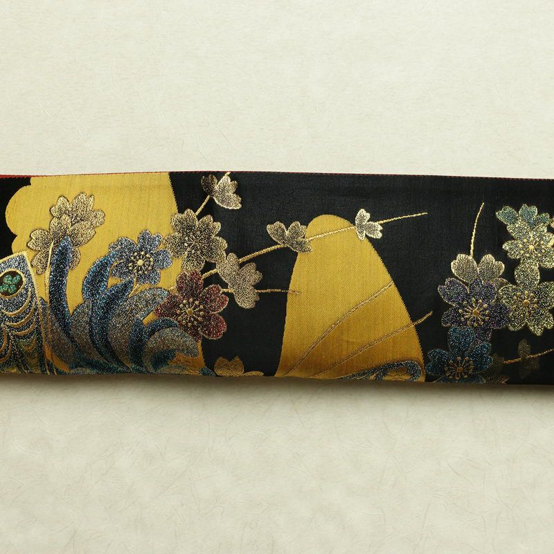 袋帯 六通柄 良品 振袖用 正絹 蝶・昆虫柄 リサイクル帯 帯 箔 成人式 二十歳 二十歳の集い パーティー 華やか 黒_画像14