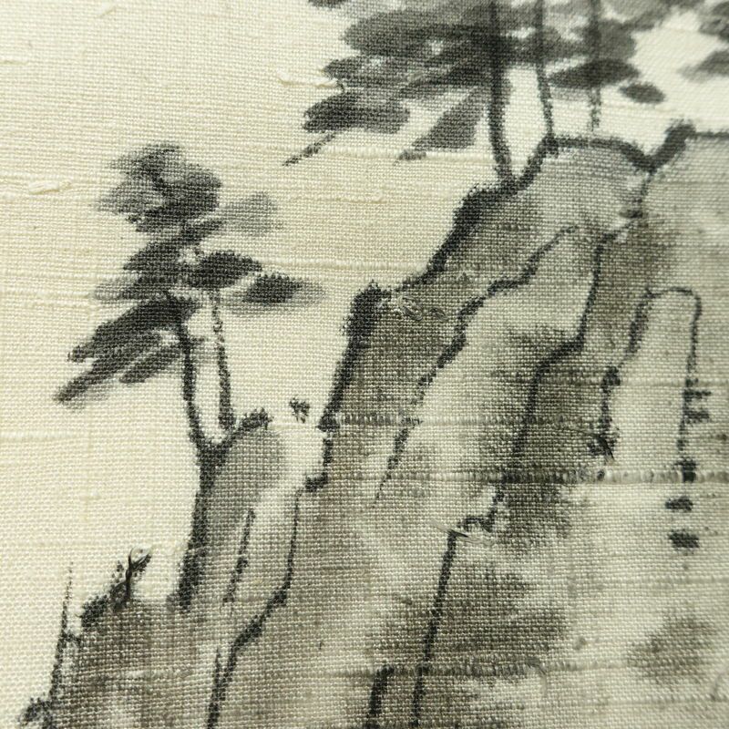 名古屋帯 太鼓柄 正絹 風景柄 名古屋仕立て なごや帯 リサイクル帯 帯 髭紬 シンプル クリーム_画像4