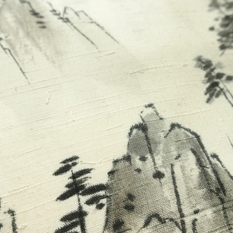 名古屋帯 太鼓柄 正絹 風景柄 名古屋仕立て なごや帯 リサイクル帯 帯 髭紬 シンプル クリーム_画像5