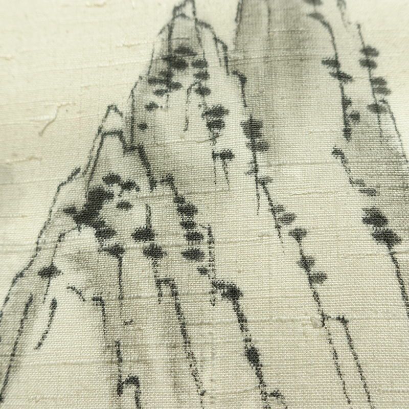 名古屋帯 太鼓柄 正絹 風景柄 名古屋仕立て なごや帯 リサイクル帯 帯 髭紬 シンプル クリーム_画像6