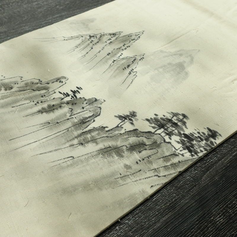 名古屋帯 太鼓柄 正絹 風景柄 名古屋仕立て なごや帯 リサイクル帯 帯 髭紬 シンプル クリーム_画像11