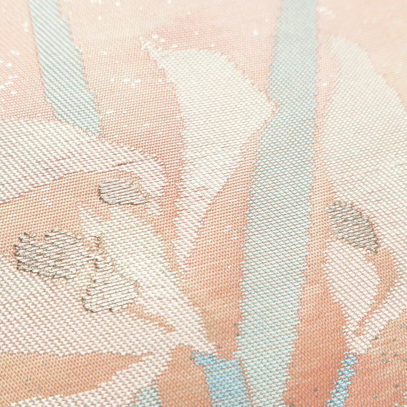 名古屋帯 太鼓柄 正絹 花柄 名古屋仕立て なごや帯 リサイクル帯 帯 金糸 ピンク_画像5