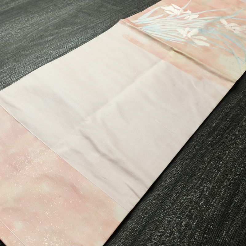 名古屋帯 太鼓柄 正絹 花柄 名古屋仕立て なごや帯 リサイクル帯 帯 金糸 ピンク_画像8