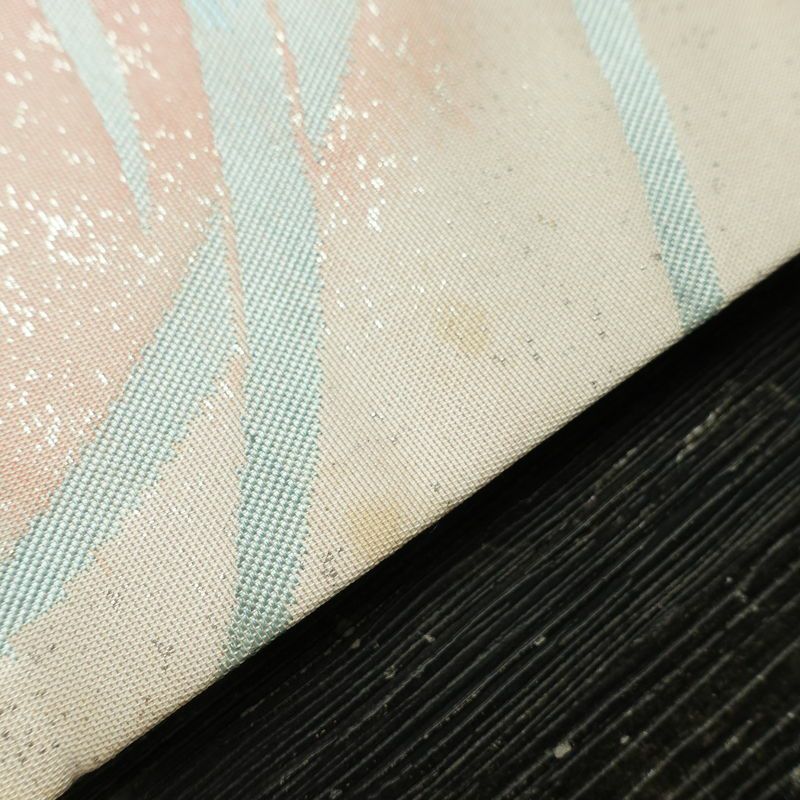 名古屋帯 太鼓柄 正絹 花柄 名古屋仕立て なごや帯 リサイクル帯 帯 金糸 ピンク_画像10