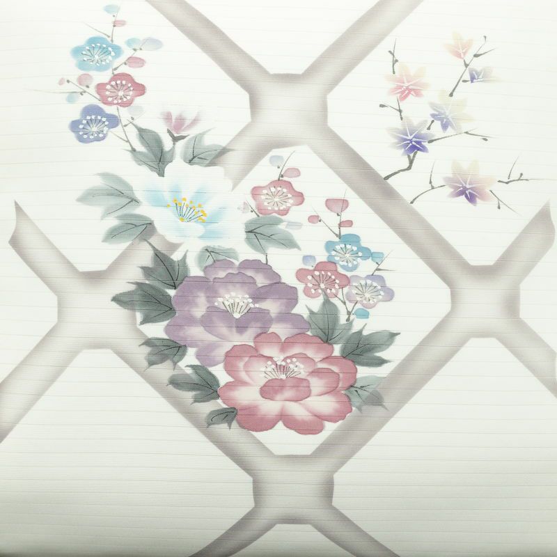 名古屋帯 太鼓柄 美品 夏用 ポリエステル 花柄 名古屋仕立て なごや帯 リサイクル帯 帯 シンプル 白_画像2