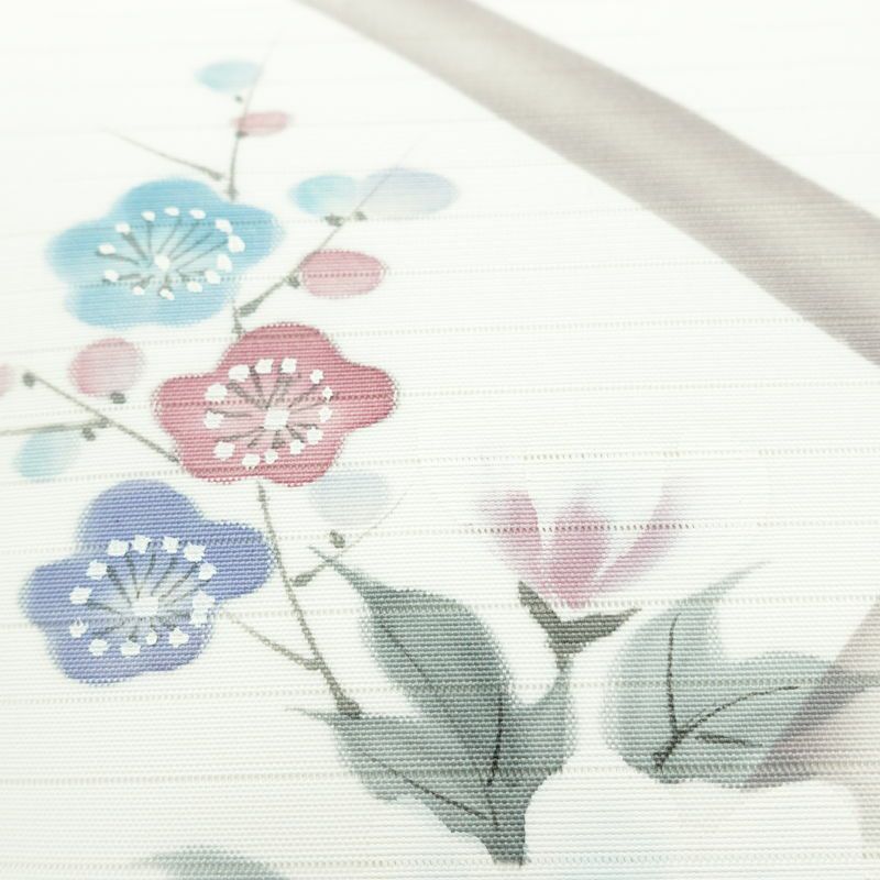 名古屋帯 太鼓柄 美品 夏用 ポリエステル 花柄 名古屋仕立て なごや帯 リサイクル帯 帯 シンプル 白_画像6