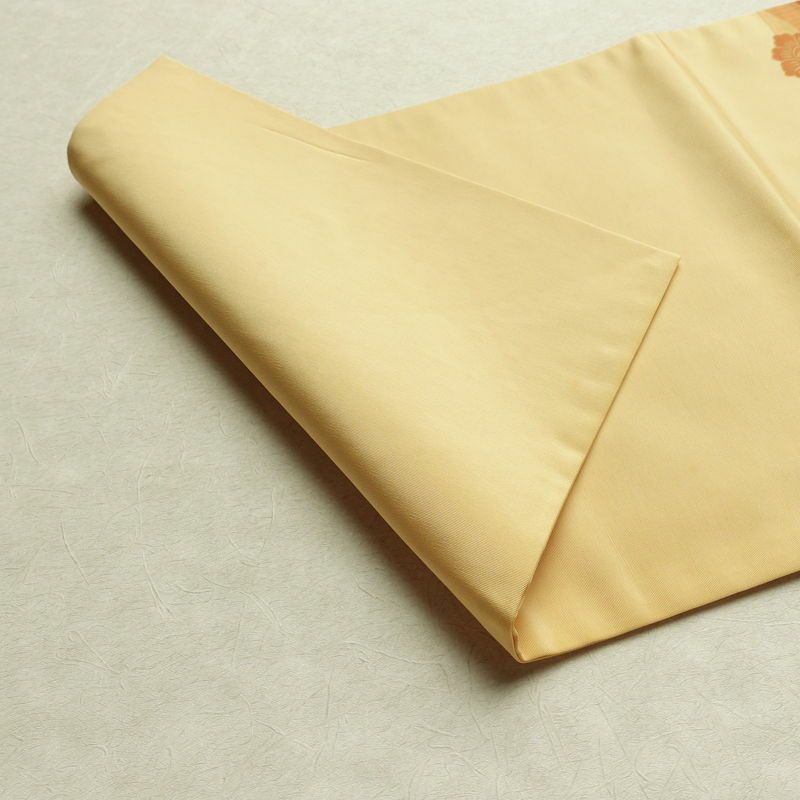 名古屋帯 太鼓柄 正絹 花柄 名古屋仕立て なごや帯 リサイクル帯 帯 黄・黄土色_画像10