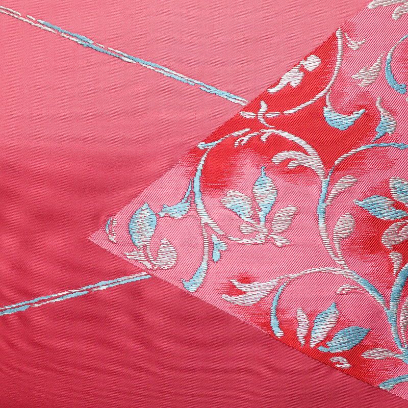 名古屋帯 太鼓柄 正絹 木の葉・植物柄 松葉仕立て なごや帯 リサイクル帯 帯 シンプル ピンク_画像2