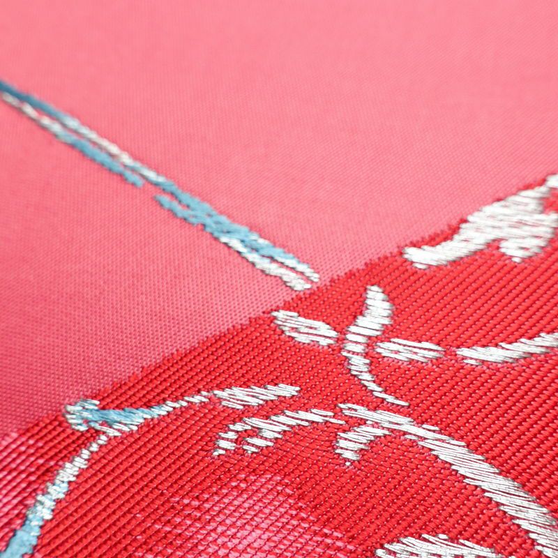 名古屋帯 太鼓柄 正絹 木の葉・植物柄 松葉仕立て なごや帯 リサイクル帯 帯 シンプル ピンク_画像5