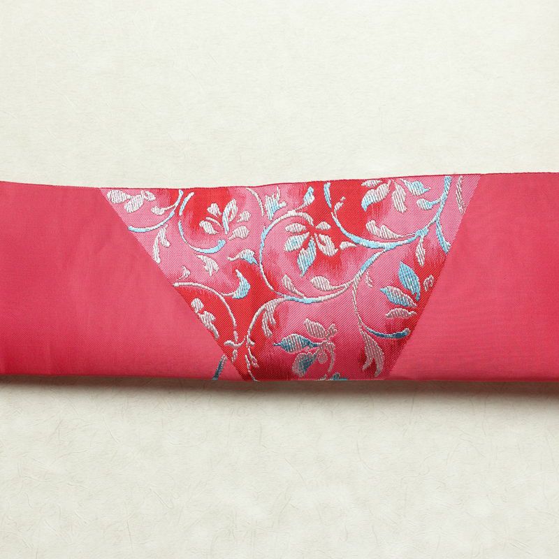 名古屋帯 太鼓柄 正絹 木の葉・植物柄 松葉仕立て なごや帯 リサイクル帯 帯 シンプル ピンク_画像17