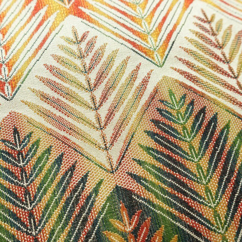 名古屋帯 全通柄 美品 正絹 木の葉・植物柄 名古屋仕立て なごや帯 リサイクル帯 帯 多色使い_画像3