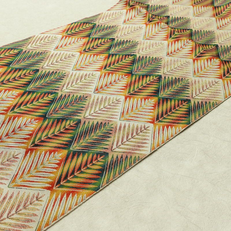 名古屋帯 全通柄 美品 正絹 木の葉・植物柄 名古屋仕立て なごや帯 リサイクル帯 帯 多色使い_画像11