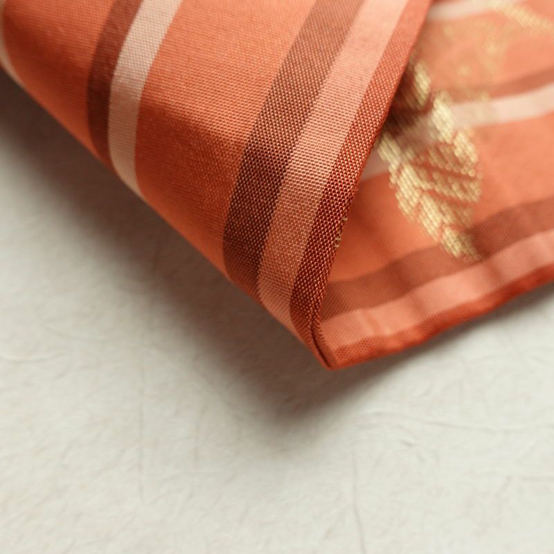 名古屋帯 六通柄 正絹 縞柄・線柄 名古屋仕立て なごや帯 リサイクル帯 帯 金糸 多色使い_画像10