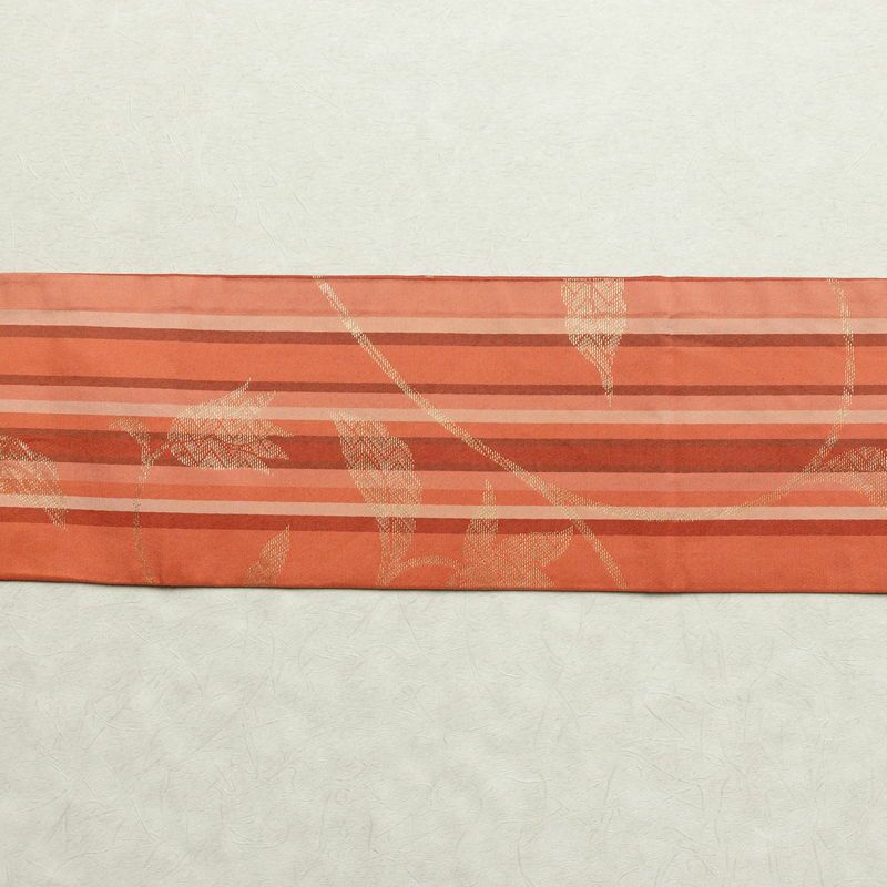 名古屋帯 六通柄 正絹 縞柄・線柄 名古屋仕立て なごや帯 リサイクル帯 帯 金糸 多色使い_画像13