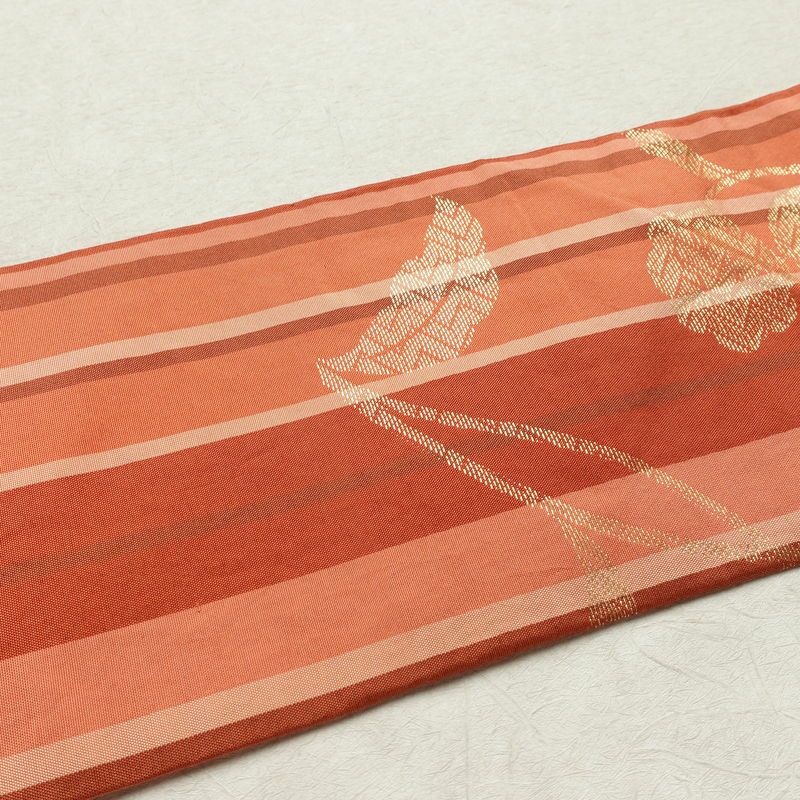 名古屋帯 六通柄 正絹 縞柄・線柄 名古屋仕立て なごや帯 リサイクル帯 帯 金糸 多色使い_画像15