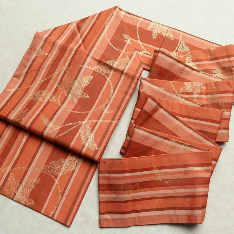 名古屋帯 六通柄 正絹 縞柄・線柄 名古屋仕立て なごや帯 リサイクル帯 帯 金糸 多色使い_画像17