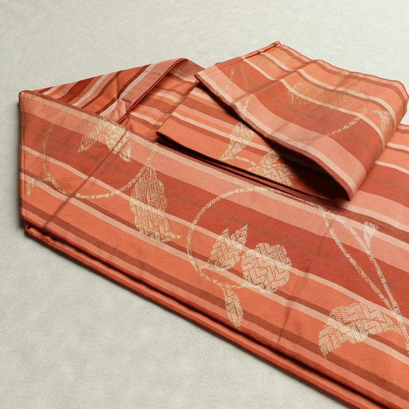 名古屋帯 六通柄 正絹 縞柄・線柄 名古屋仕立て なごや帯 リサイクル帯 帯 金糸 多色使い_画像21