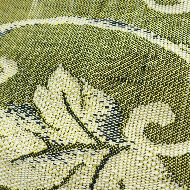 名古屋帯 六通柄 良品 正絹 花柄 名古屋仕立て なごや帯 リサイクル帯 帯 紬地 緑・うぐいす色_画像3