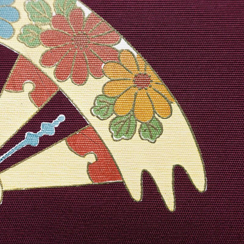 名古屋帯 太鼓柄 正絹 古典柄 名古屋仕立て 金彩 シンプル 紫・藤色_画像4