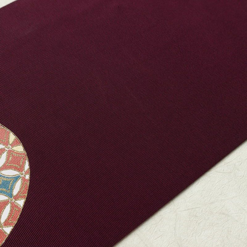 名古屋帯 太鼓柄 正絹 古典柄 名古屋仕立て 金彩 シンプル 紫・藤色_画像13