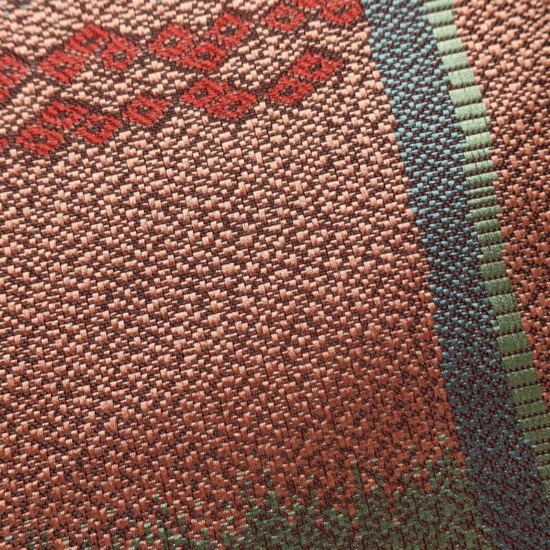 名古屋帯 六通柄 良品 正絹 幾何学柄・抽象柄 松葉仕立て なごや帯 リサイクル帯 帯 多色使い_画像4