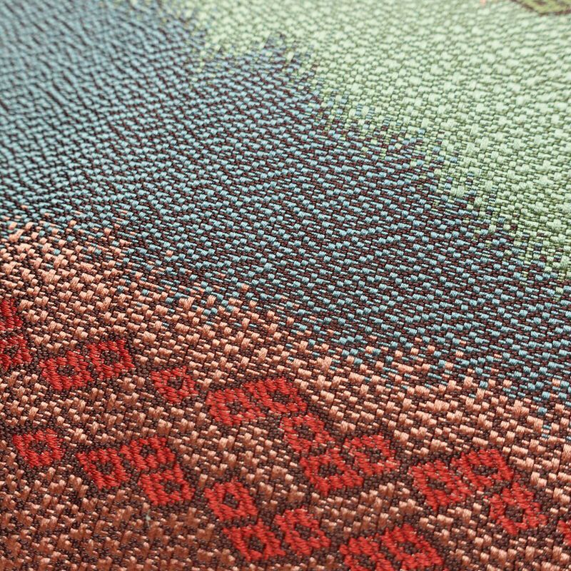 名古屋帯 六通柄 良品 正絹 幾何学柄・抽象柄 松葉仕立て なごや帯 リサイクル帯 帯 多色使い_画像5