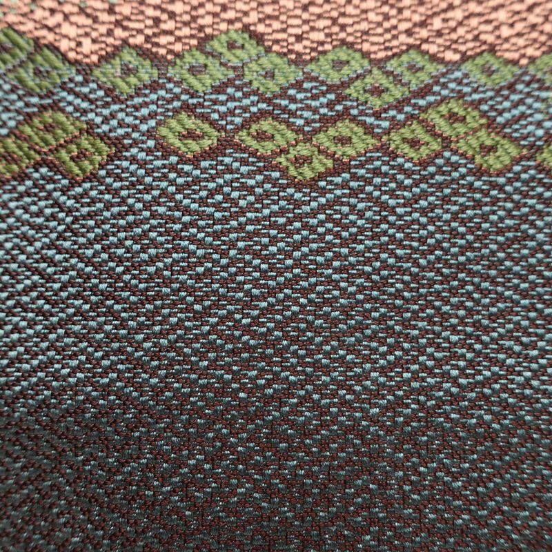 名古屋帯 六通柄 良品 正絹 幾何学柄・抽象柄 松葉仕立て なごや帯 リサイクル帯 帯 多色使い_画像6