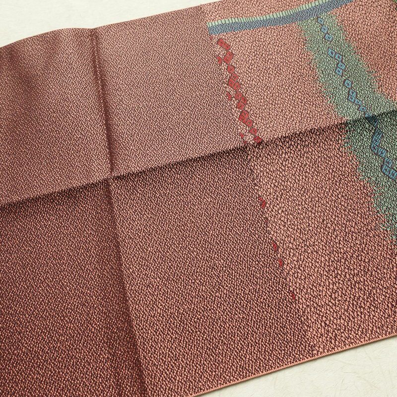 名古屋帯 六通柄 良品 正絹 幾何学柄・抽象柄 松葉仕立て なごや帯 リサイクル帯 帯 多色使い_画像15