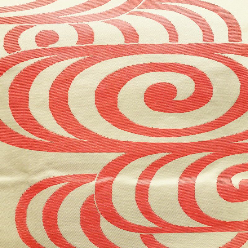 名古屋帯 六通柄 正絹 流水・波柄 名古屋仕立て なごや帯 リサイクル帯 帯 クリーム_画像2