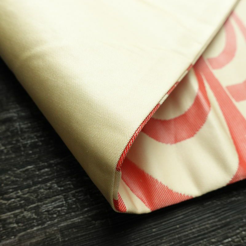 名古屋帯 六通柄 正絹 流水・波柄 名古屋仕立て なごや帯 リサイクル帯 帯 クリーム_画像10