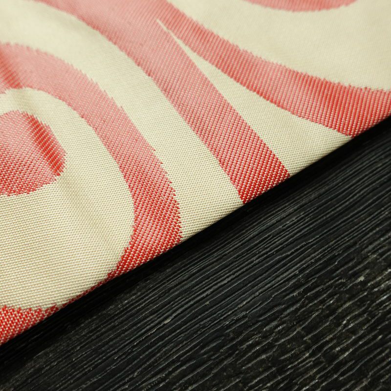 名古屋帯 六通柄 正絹 流水・波柄 名古屋仕立て なごや帯 リサイクル帯 帯 クリーム_画像12