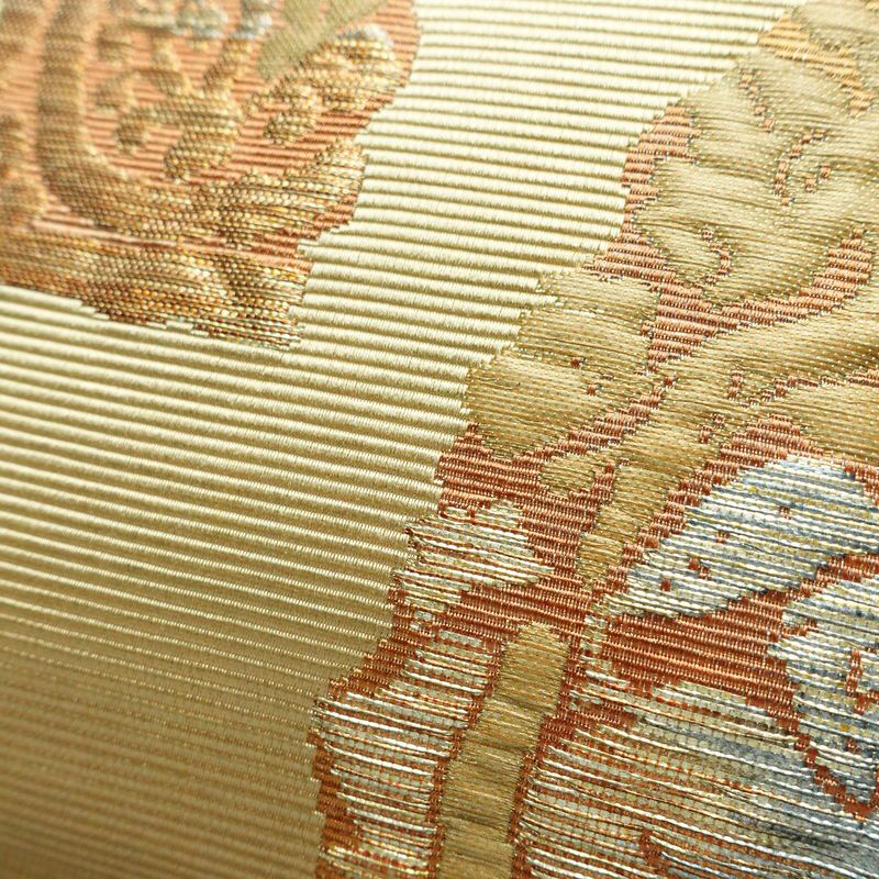 名古屋帯 六通柄 ふくれ織 正絹 幾何学柄・抽象柄 松葉仕立て なごや帯 リサイクル帯 帯 ベージュ_画像7