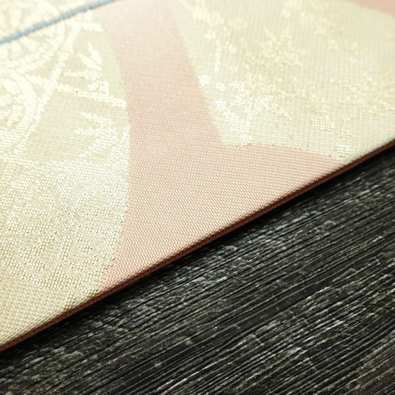 名古屋帯 太鼓柄 正絹 古典柄 名古屋仕立て なごや帯 リサイクル帯 帯 引箔 かんざし 簪 モダン シンプル ピンク_画像13