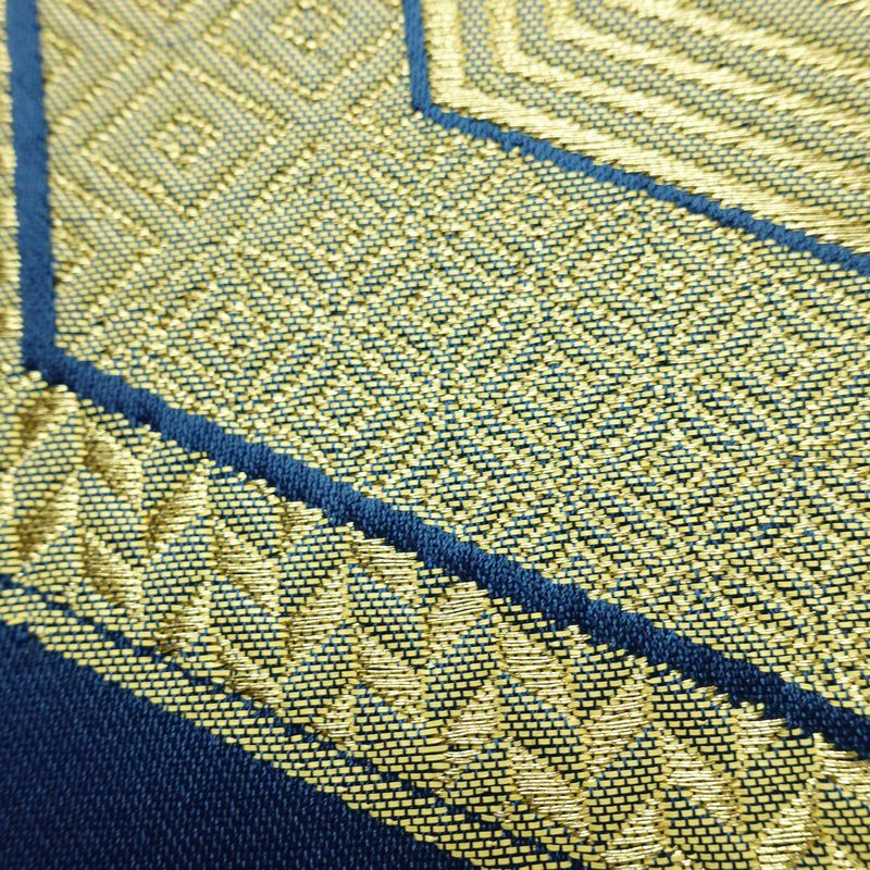 名古屋帯 太鼓柄 良品 ポリエステル 古典柄 名古屋仕立て なごや帯 リサイクル帯 帯 シンプル 青・紺_画像7