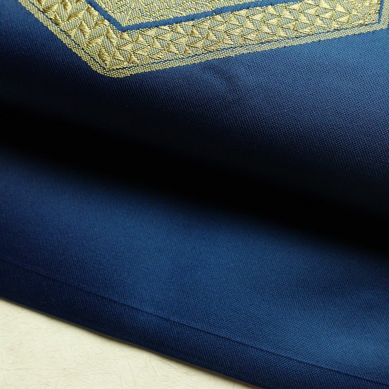 名古屋帯 太鼓柄 良品 ポリエステル 古典柄 名古屋仕立て なごや帯 リサイクル帯 帯 シンプル 青・紺_画像8