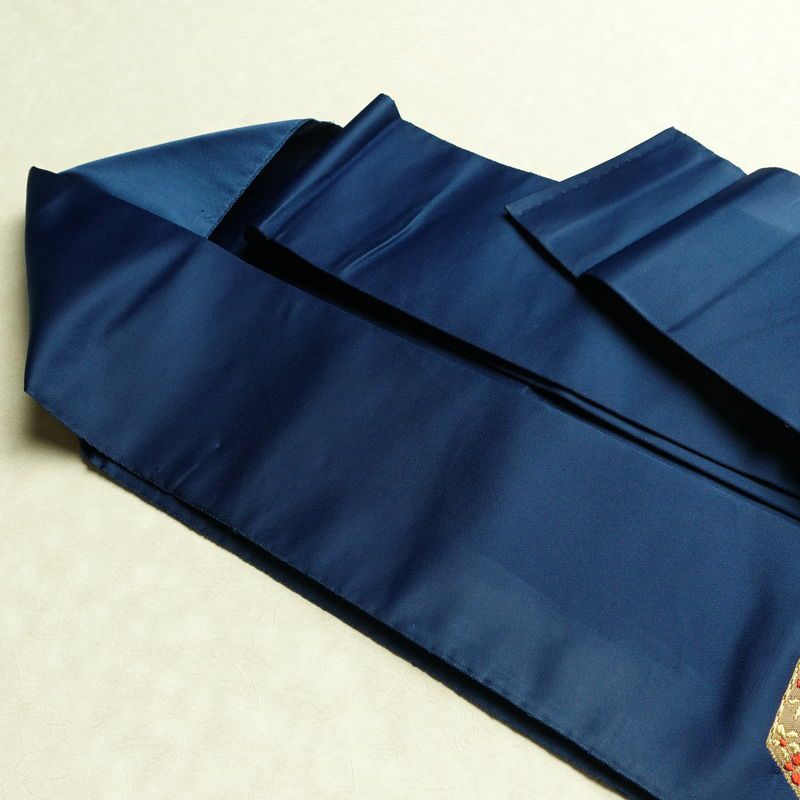 名古屋帯 太鼓柄 良品 ポリエステル 古典柄 名古屋仕立て なごや帯 リサイクル帯 帯 シンプル 青・紺_画像21