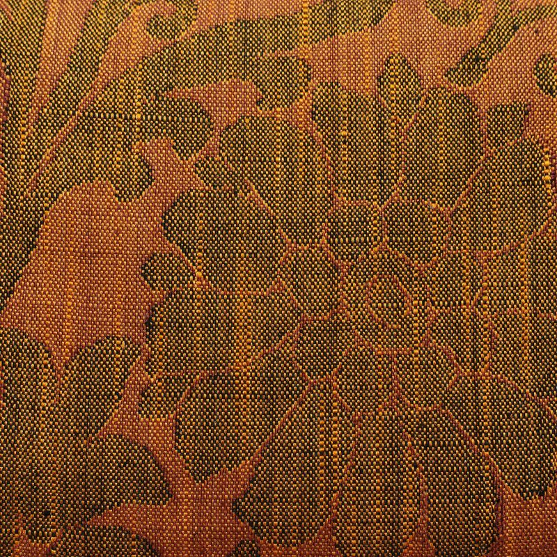 名古屋帯 六通柄 良品 正絹 木の葉・植物柄 名古屋仕立て なごや帯 リサイクル帯 帯 茶_画像2